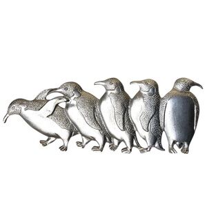 Amos Pewter Penguin Brooch Canada Silver Tone Pin Costume Fashion Jewelry